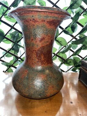 MCM Brutalist Studio Pottery Vase - Heavy Volcanic Lava Glaze - 1970s